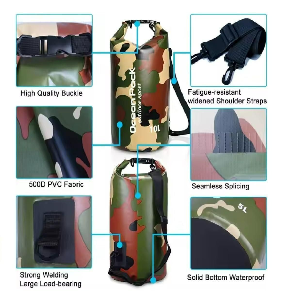 Ocean Pack Dry Bag 10L - Waterproof Camouflage
